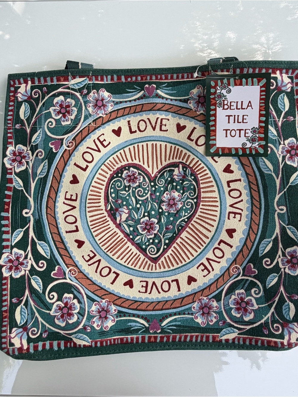 Brighton Bella Tile Love Tote - Green/Pink/Cream